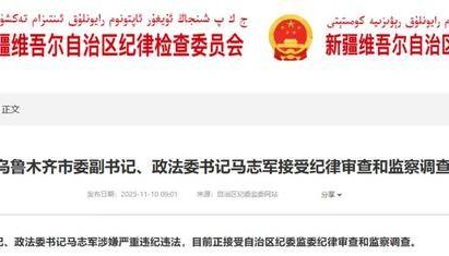 乌鲁木齐市委副书记马志军任上被查，老领导上个月“落马”